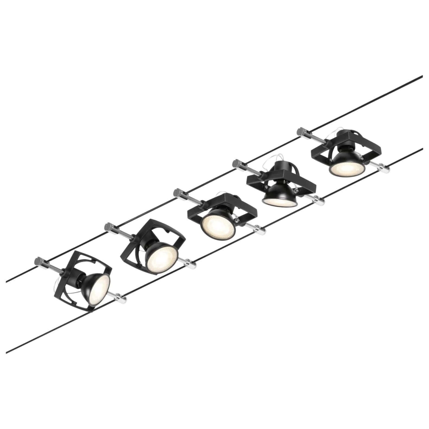 Paulmann 94434 - SET 5xGU5,3/10W Faretto per sistema di corde MAC 230V nero