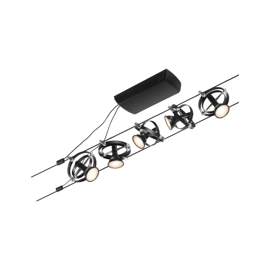 Paulmann 94440 - Ensemble 5xGU5,3/10W système complet sur câble CARDAN 230V, noir
