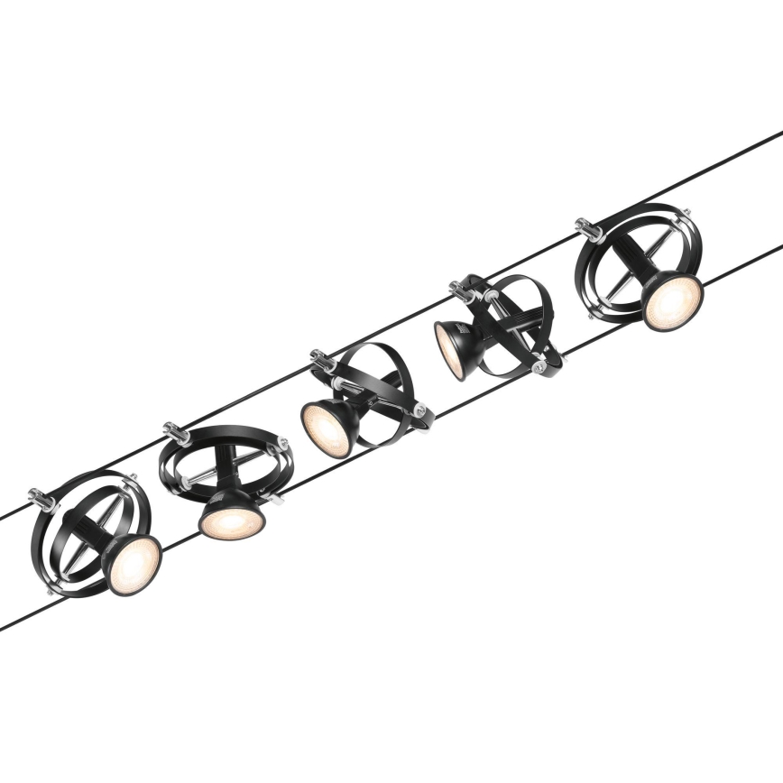 Paulmann 94440 - Ensemble 5xGU5,3/10W système complet sur câble CARDAN 230V, noir