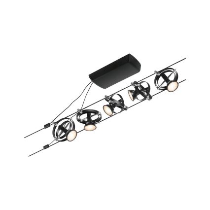 Paulmann 94440 - KIT 5xGU5,3/10W, sistema completo a cavo CARDAN 230V, nero