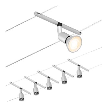 Paulmann 94442 - SET 5xGU5,3/10W Sistema a cavo completo SALT 230V cromo opaco