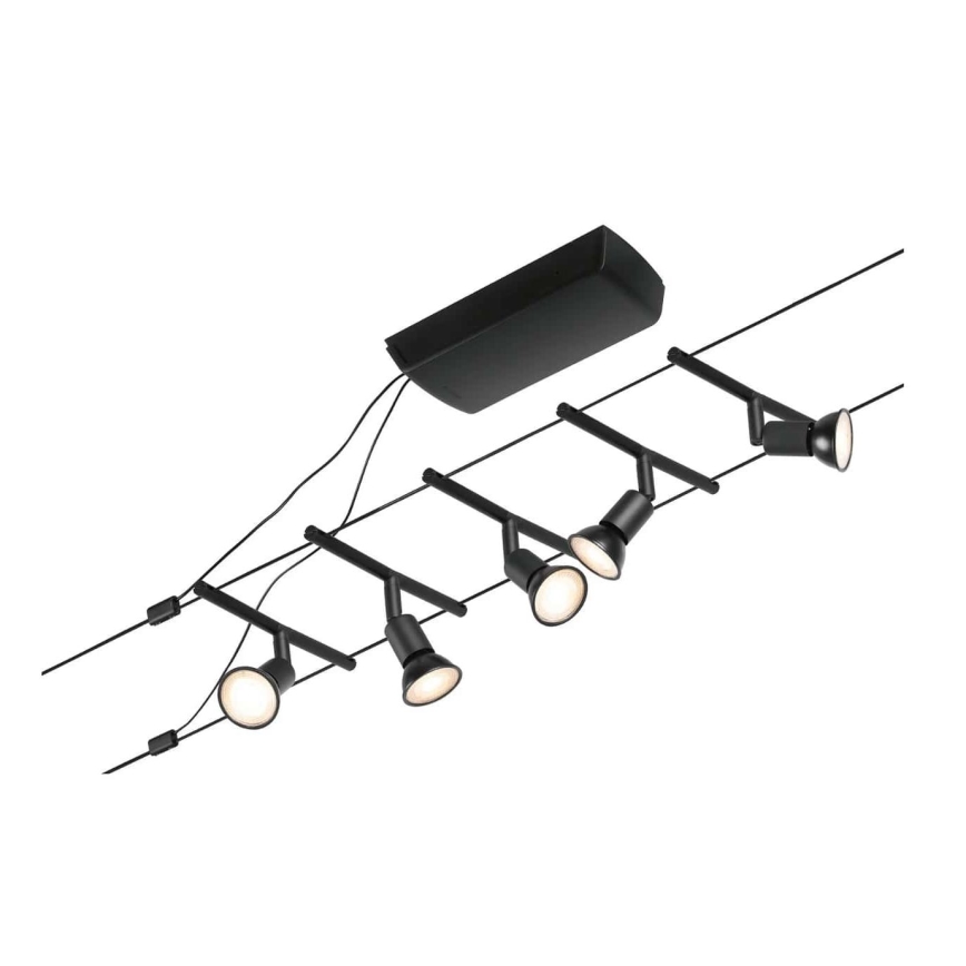 Paulmann 94446 - SET 5xGU5,3/10W Strahler für ein Seilsystem SALT 230V schwarz