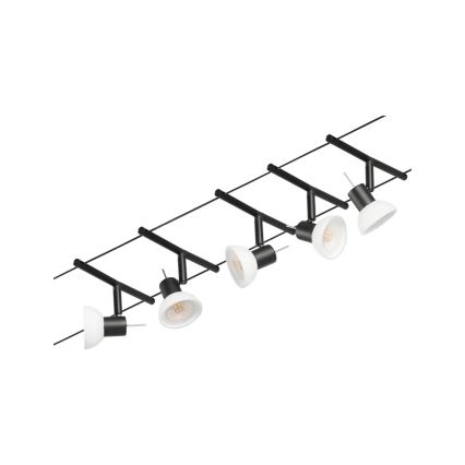 Paulmann 94450 - SET 5xGU5,3/10W Komplettes Seilsystem SHEELA 230V schwarz