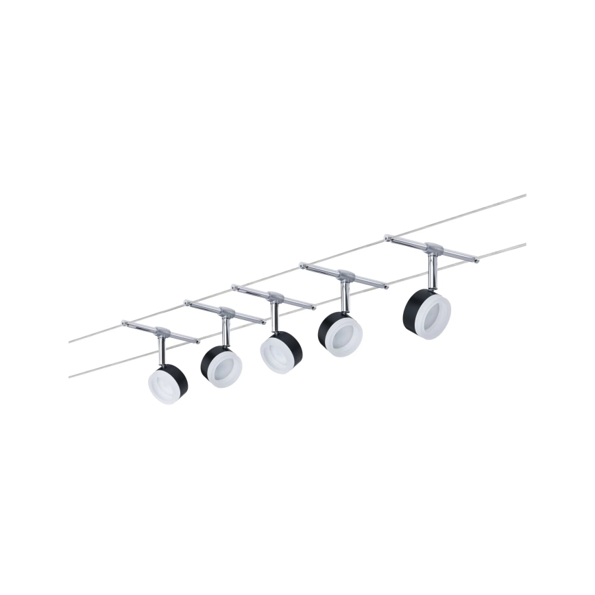 Paulmann 94457 - Set 5x faretti LED da 4W per sistema a cavo CLEAR 230V nero/cromo lucido