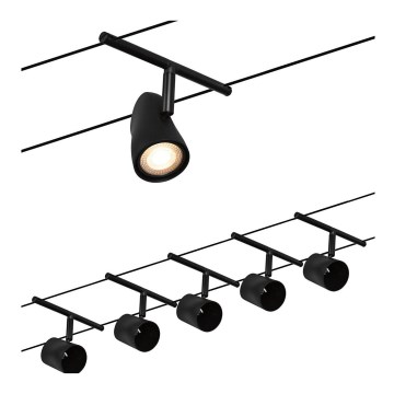 Paulmann 94469 - Set 5xGU5,3/10W Komplettes Seilsystem CUP 230V schwarz
