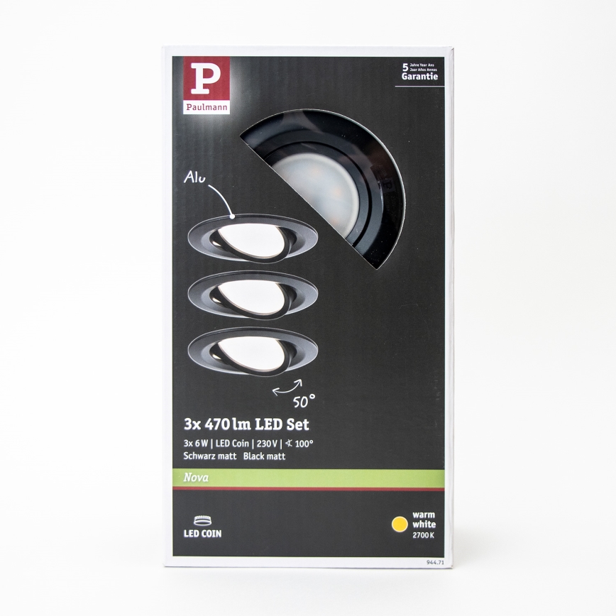 Paulmann 94471 - SET 3xLED/6W IP23 Lampada da incasso per bagno NOVA 230V