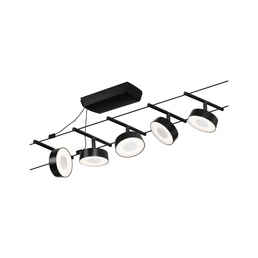 Paulmann 94479 - Set 5xLED/5W Komplettes Seilsystem CIRCLE 230V schwarz