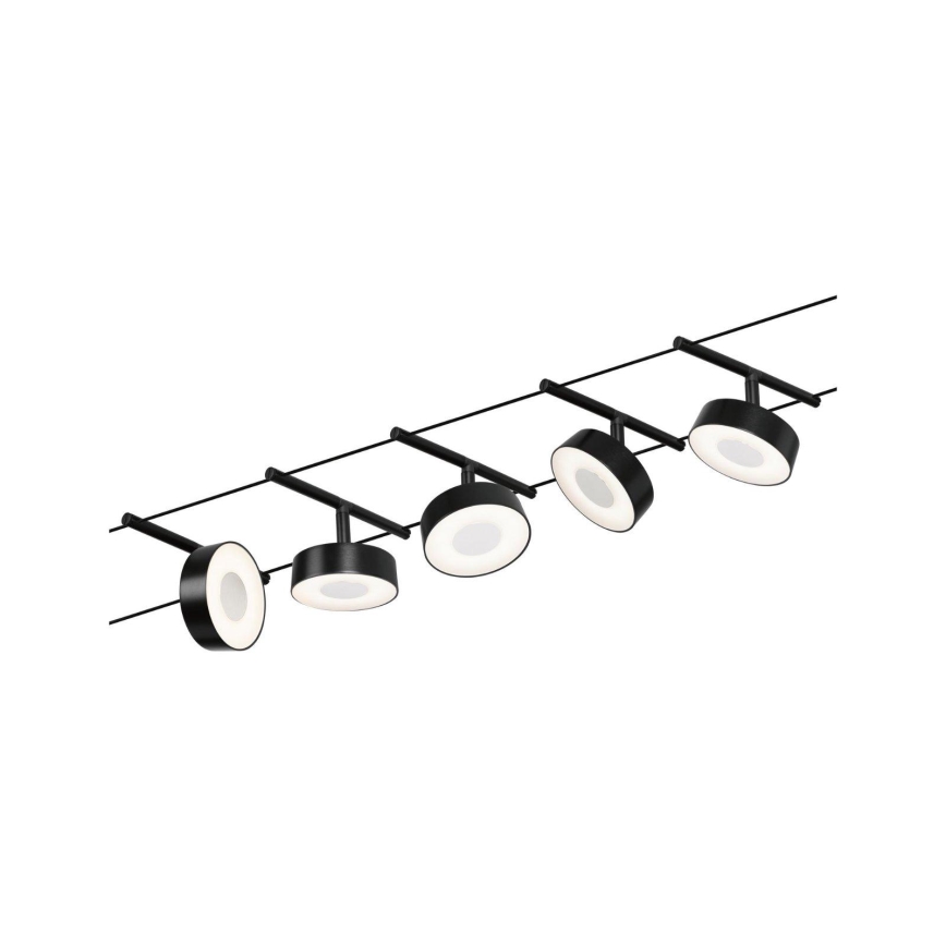Paulmann 94479 - Set 5xLED/5W Komplettes Seilsystem CIRCLE 230V schwarz