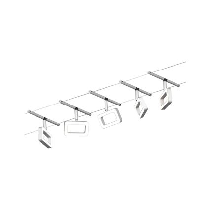 Paulmann 94481 - SET 5xLED/4,8W Komplettes Seilsystem FRAME 230V mattchrom