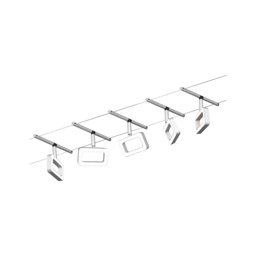 Paulmann 94481 - SET 5xLED/4,8W Komplettes Seilsystem FRAME 230V mattchrom