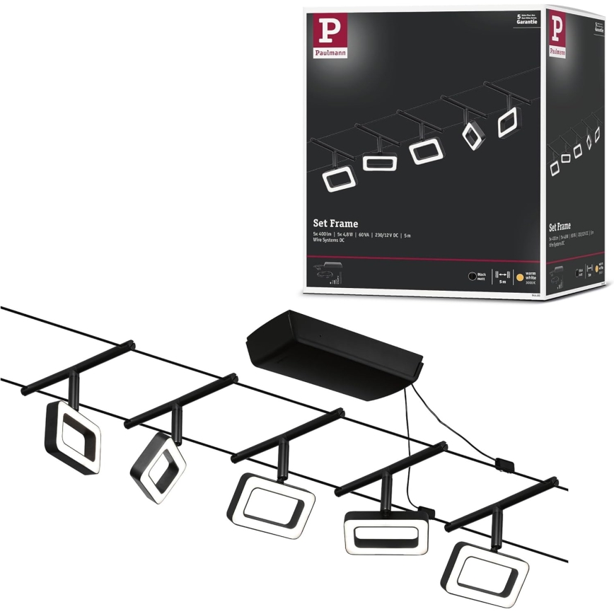 Paulmann 94485 - KIT 5xLED/4,8W Sistema completo a cavo FRAME 230V nero