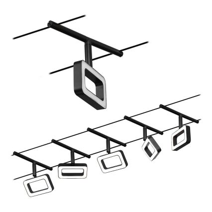 Paulmann 94485 - SET 5xLED/4,8W Komplettes Seilsystem FRAME 230V schwarz