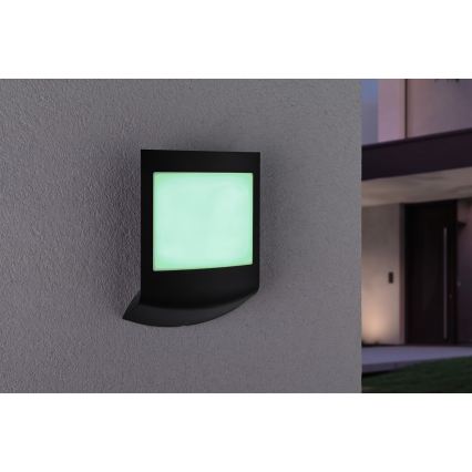 Paulmann 94513 - RGBW LED/8,2W IP44 Applique da esterno dimmerabile con sensore di movimento e sensore crepuscolare PADEA 230V antracite