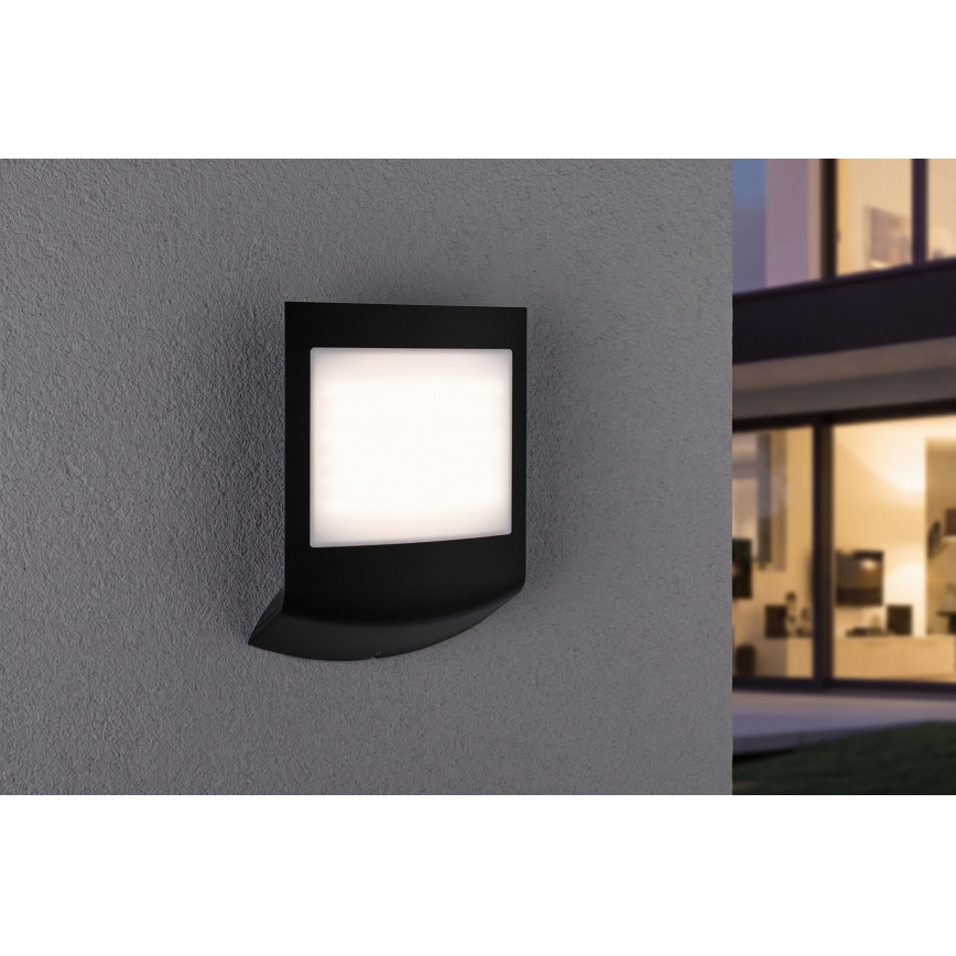 Paulmann 94513 - RGBW LED/8,2W IP44 Applique da esterno dimmerabile con sensore di movimento e sensore crepuscolare PADEA 230V antracite