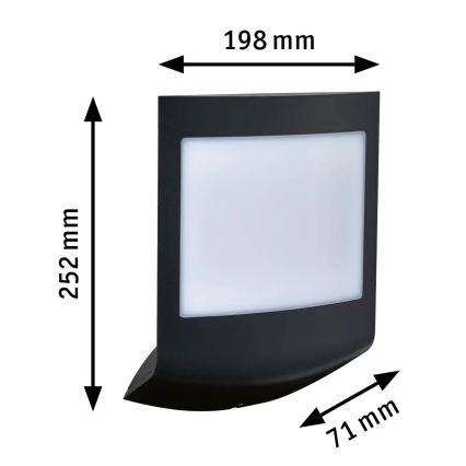 Paulmann 94513 - RGBW LED/8,2W IP44 Applique da esterno dimmerabile con sensore di movimento e sensore crepuscolare PADEA 230V antracite