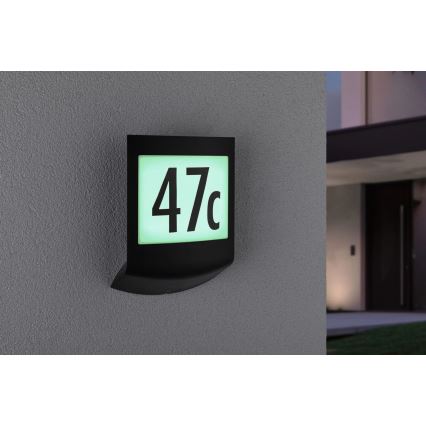 Paulmann 94513 - LED RGBW/8,2 W IP44 dimmerabile, illuminazione per numero civico con sensore di movimento e crepuscolare PADEA 230V antracite