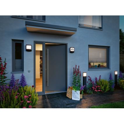 Paulmann 94514 - LED/8,5W IP44 Numero civico dimmerabile con sensore di movimento e sensore crepuscolare PADEA 230V antracite