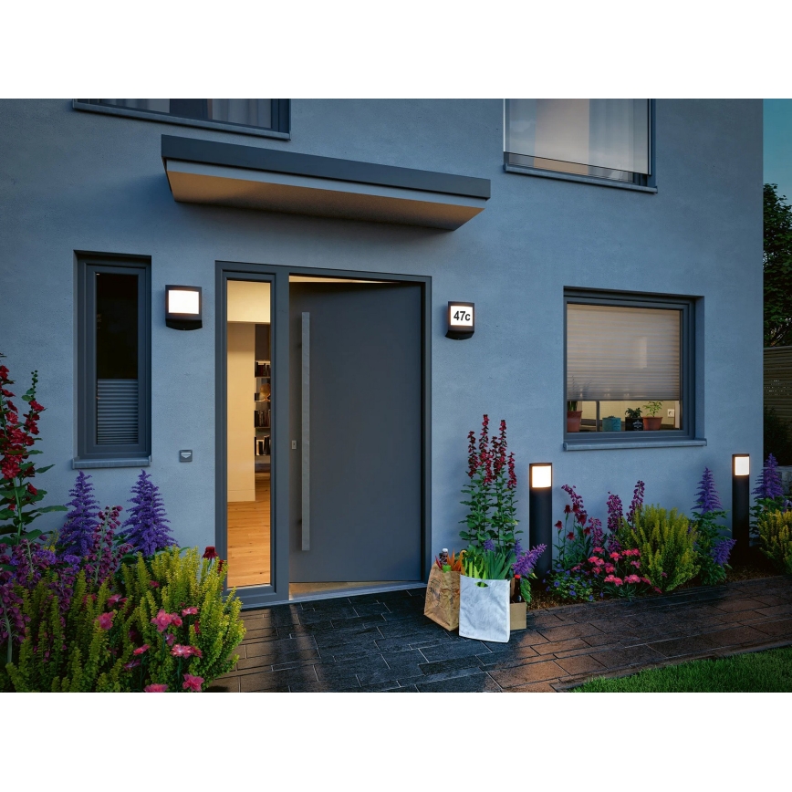 Paulmann 94514 - LED/8,5W IP44 Numero civico dimmerabile con sensore di movimento e sensore crepuscolare PADEA 230V antracite