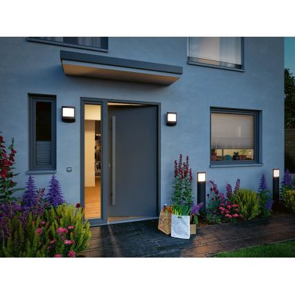 Paulmann 94515 - LED/8,5W IP44 Lampe d'extérieur dimmable avec détecteur de mouvement et détecteur crépusculaire PADEA 230V anthracite
