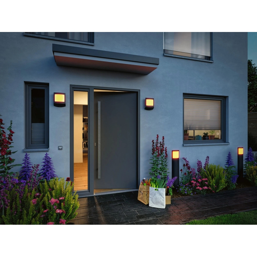 Paulmann 94515 - LED/8,5W IP44 Lampe d'extérieur dimmable avec détecteur de mouvement et détecteur crépusculaire PADEA 230V anthracite