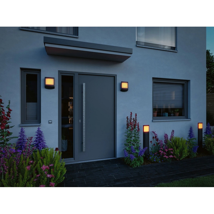 Paulmann 94515 - LED/8,5W IP44 Lampe d'extérieur dimmable avec détecteur de mouvement et détecteur crépusculaire PADEA 230V anthracite