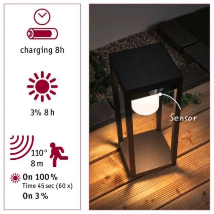 Paulmann 94573 - LED/5,5W IP44 Lampada solare con un sensore MARISOL 3,7V