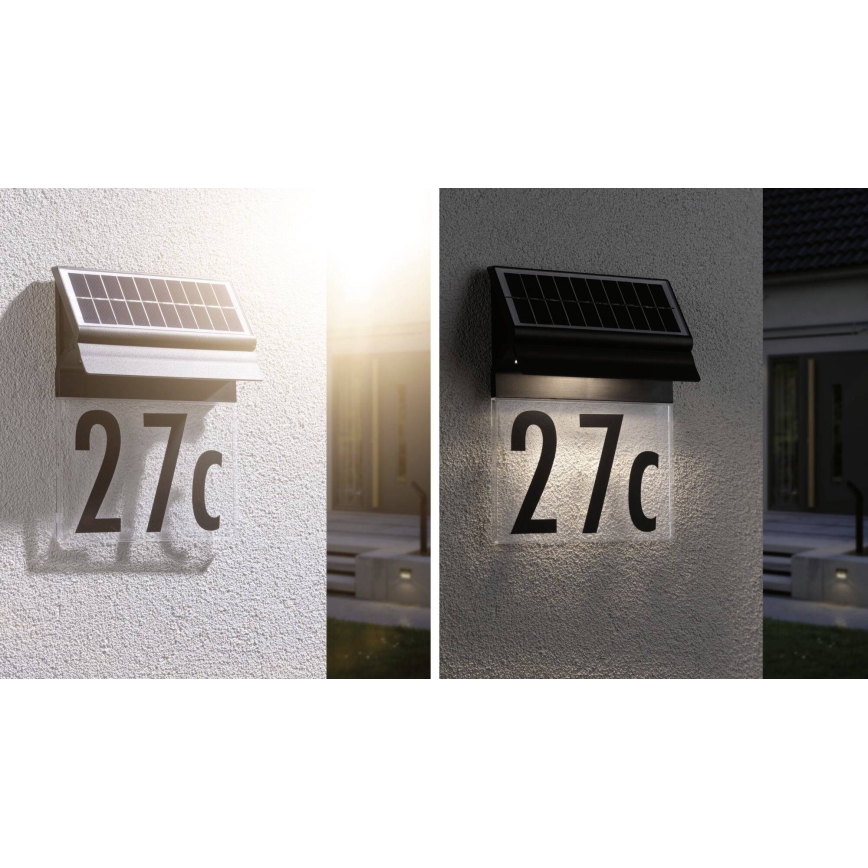 Paulmann 94694 - Numéro de maison solaire LED/0,2W IP44 NEDA 3,7V