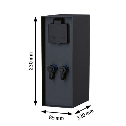 Paulmann 94700 - Colonne de prises extérieur RIO 2Z SCHUKO 230V IP44