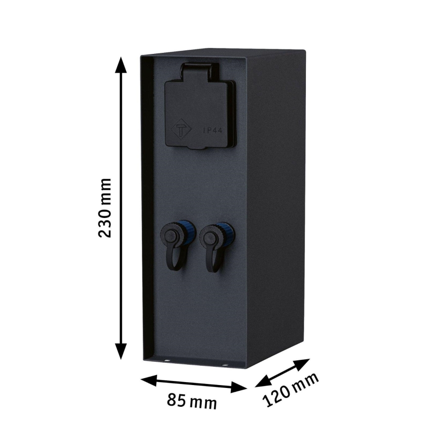 Paulmann 94700 - Colonne de prises extérieur RIO 2Z SCHUKO 230V IP44