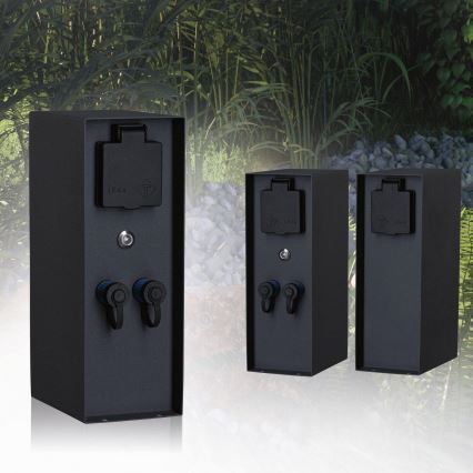 Paulmann 94701 -Colonne de prises extérieur avec détecteur crépusculaire RIO 2Z SCHUKO 230V IP44