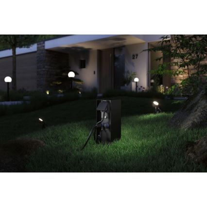 Paulmann 94701 -Multipresa verticale da esterno con sensore crepuscolare RIO 2Z SCHUKO 230V IP44
