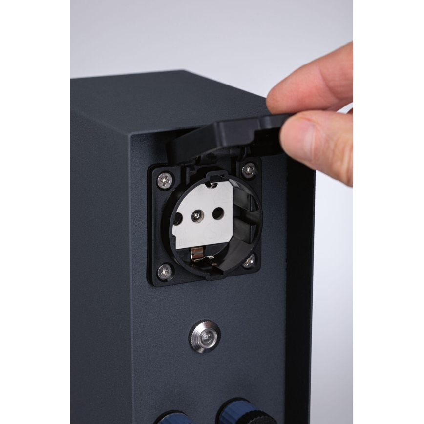 Paulmann 94701 -Multipresa verticale da esterno con sensore crepuscolare RIO 2Z SCHUKO 230V IP44