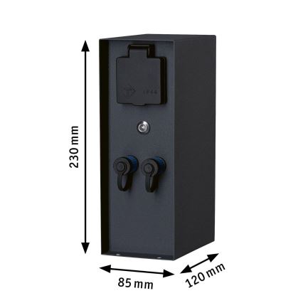 Paulmann 94701 - Outdoor-Steckdosensäule mit Dämmerungssensor RIO 2Z SCHUKO 230V IP44