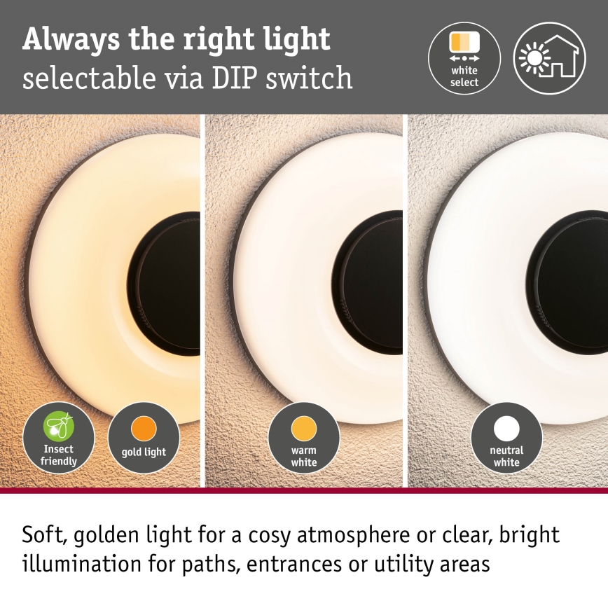 Paulmann 94955 - LED/20,5W IP65 dimmbare Außenwandleuchte AUREVA 230V 2200/3000/4000K anthrazit