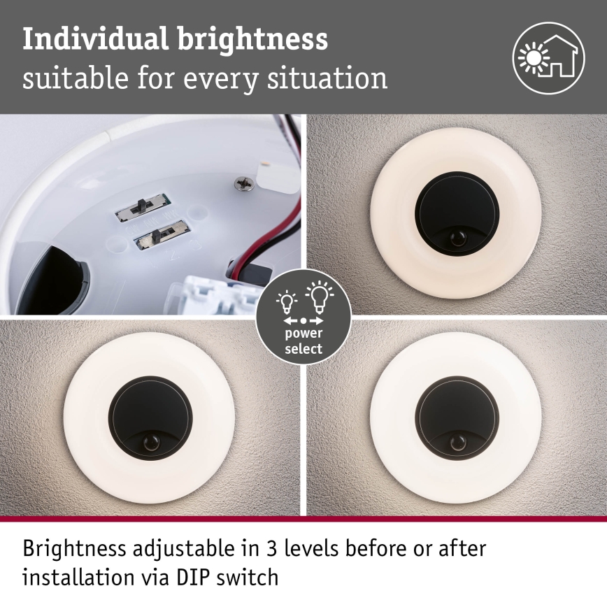 Paulmann 94956 - LED/20,5W IP65 Applique murale d'extérieur dimmable avec détecteur de mouvement et détecteur crépusculaire AUREVA 230V 2200/3000/4000K anthracite
