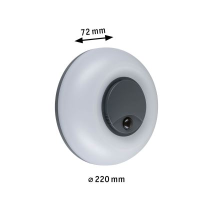 Paulmann 94956 - LED/20,5W IP65 Applique murale d'extérieur dimmable avec détecteur de mouvement et détecteur crépusculaire AUREVA 230V 2200/3000/4000K anthracite
