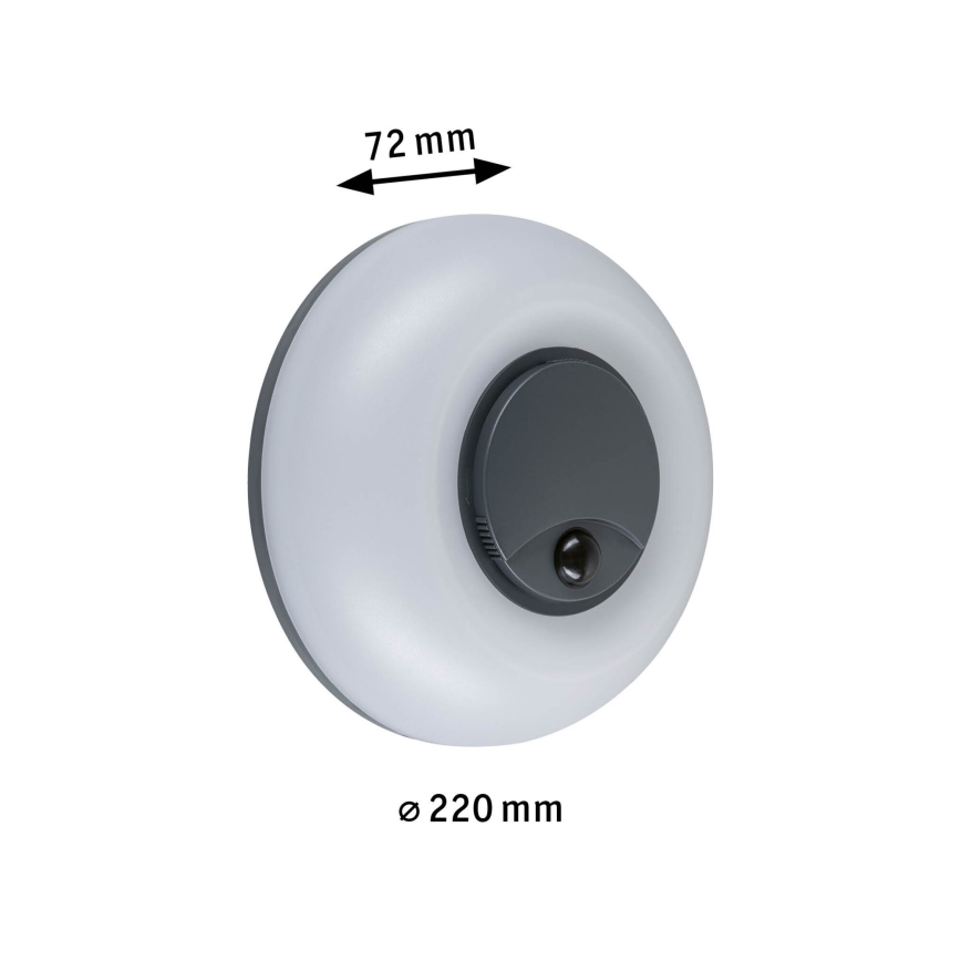 Paulmann 94956 - LED/20,5W IP65 Applique murale d'extérieur dimmable avec détecteur de mouvement et détecteur crépusculaire AUREVA 230V 2200/3000/4000K anthracite