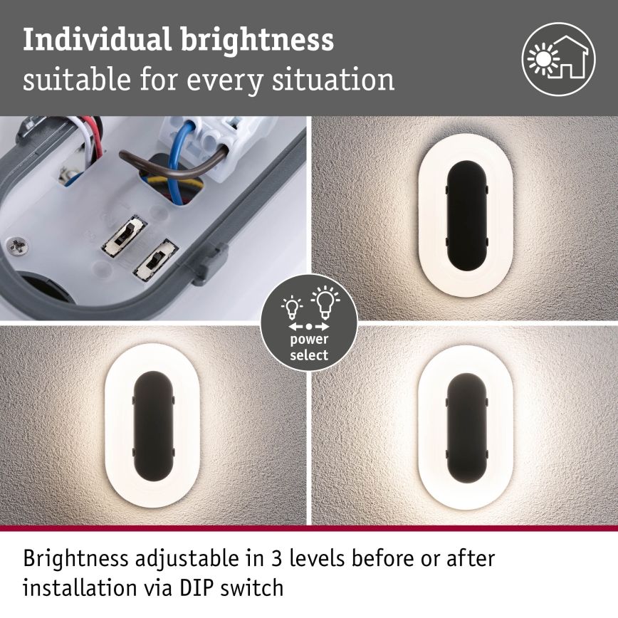 Paulmann 94957 - LED/18,5W IP65 Applique da esterno dimmerabile ELUNOR 230V 2200/3000/4000K antracite