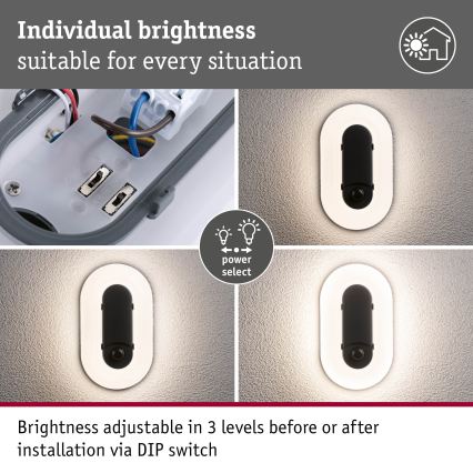 Paulmann 94958 - LED/18,5W IP65 Dimmbare Außenwandleuchte mit Bewegungs- und Dämmerungssensor ELUNOR 230V 2200/3000/4000K anthrazit
