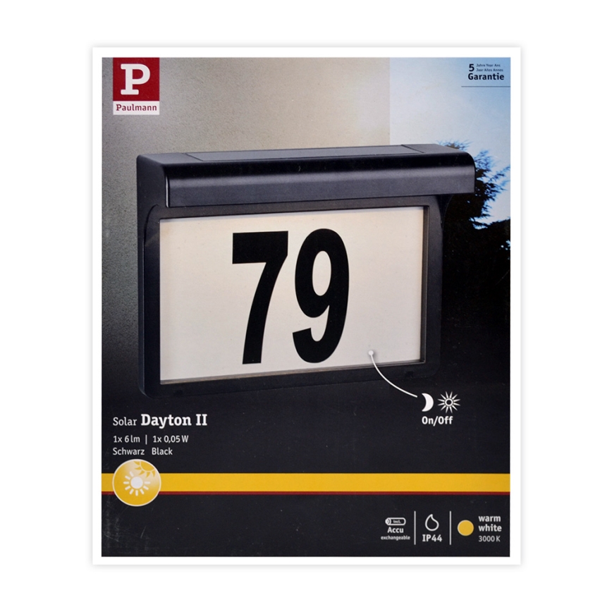 Paulmann 95388 - LED/0,05W IP44 Numero civico solare con sensore DAYTON 4,8V