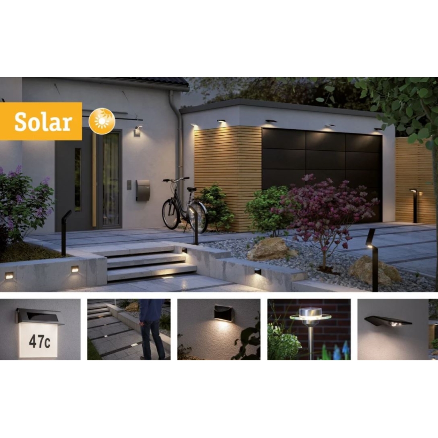 Paulmann 95393 - LED/4W IP44 Applique solare dimmerabile con sensore SOLVEIG 3,7V 2000 mAh