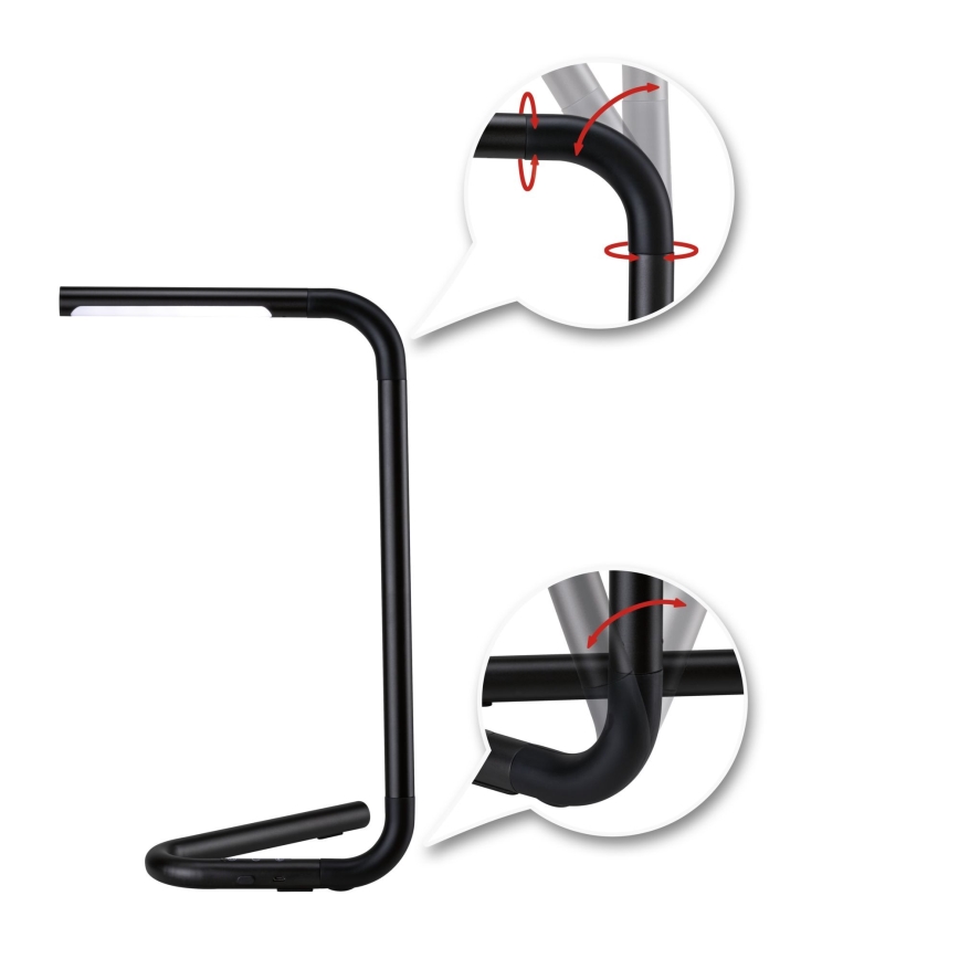 Paulmann 95424- Lampe de table tactile à intensité variable LED/4,5W FLEXLINK 5V/USB 4400 mAh noire