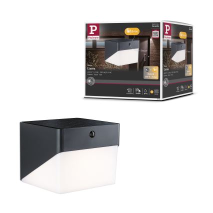 Paulmann 95746 - LED/2,3W IP44 Lampada da parete solare con sensore EILEEN 3,7/230V 4000 mAh nera