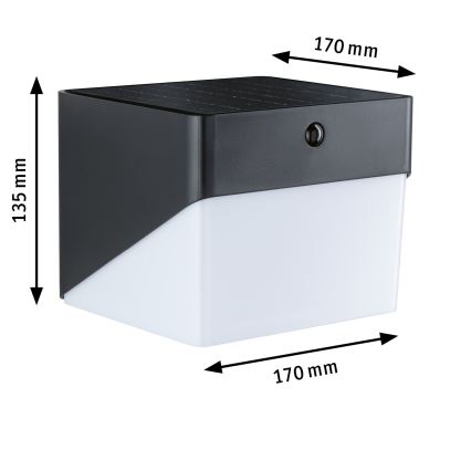 Paulmann 95746 - LED/2,3W IP44 Lampada da parete solare con sensore EILEEN 3,7/230V 4000 mAh nera
