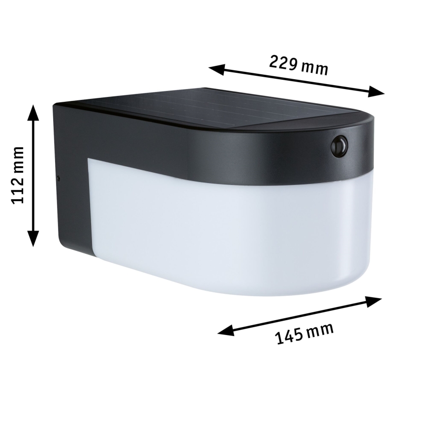 Paulmann 95747 - LED/2,3W IP44 Solar-Wandleuchte mit Sensor CALYNE 3,7/230V 4000 mAh schwarz