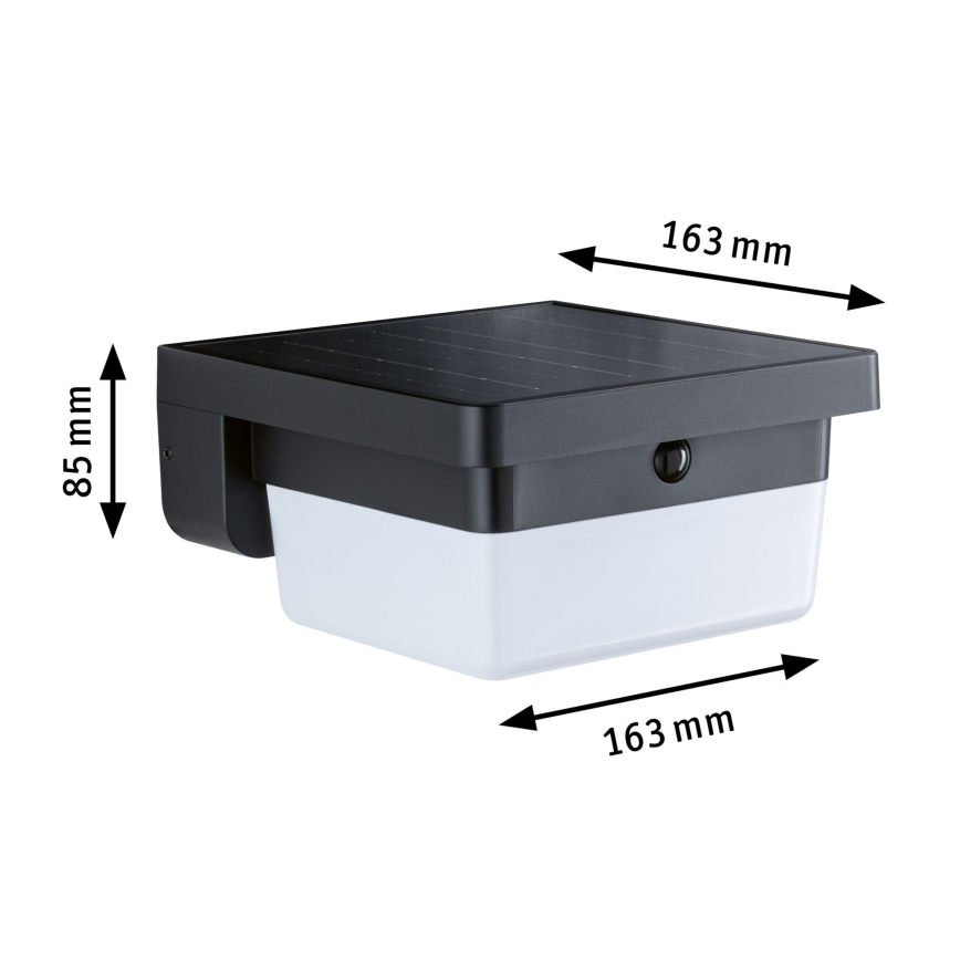 Paulmann 95748 - LED/2,3W IP44 Applique murale solaire avec capteur ISLEEN 3,7/230V 4000 mAh noire