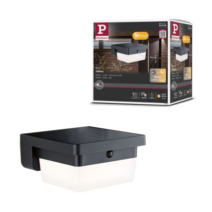 Paulmann 95748 - LED/2,3W IP44 Lampada da parete solare con sensore ISLEEN 3,7/230V 4000 mAh nera