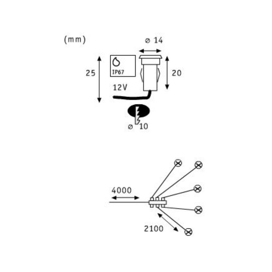 Paulmann 98892 - Estensione SET 5X LED/0,16W IP67 Luce da incasso da esterno MICRO 12V