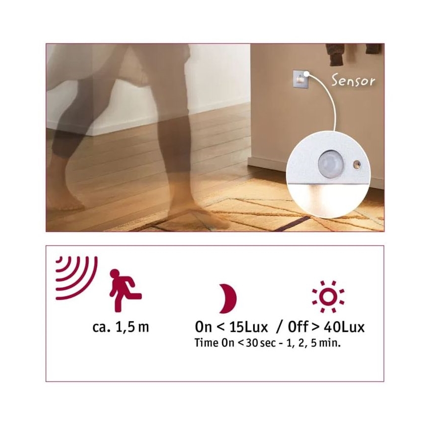 Paulmann  93134 - LED/1,2W Illuminazione scale con sensore EDGE 230V cromo opaco