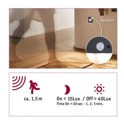 Paulmann  93135 - LED/1,2W Treppenleuchte mit Sensor EDGE 230V schwarz